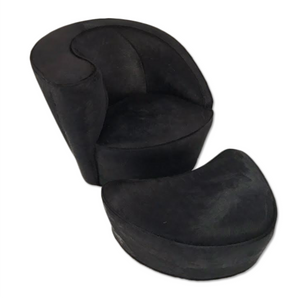 Vladimir Kagan Nautilus Chair and Ottoman in Natural Black Brazilian Cowhide