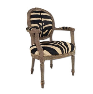 Louis XVI Armchair Reupholstered in Zebra Hide