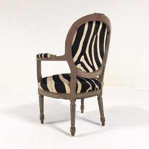 Louis XVI Armchair Reupholstered in Zebra Hide