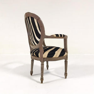 Louis XVI Armchair Reupholstered in Zebra Hide