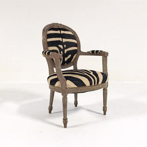 Louis XVI Armchair Reupholstered in Zebra Hide