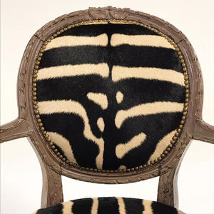 Louis XVI Armchair Reupholstered in Zebra Hide