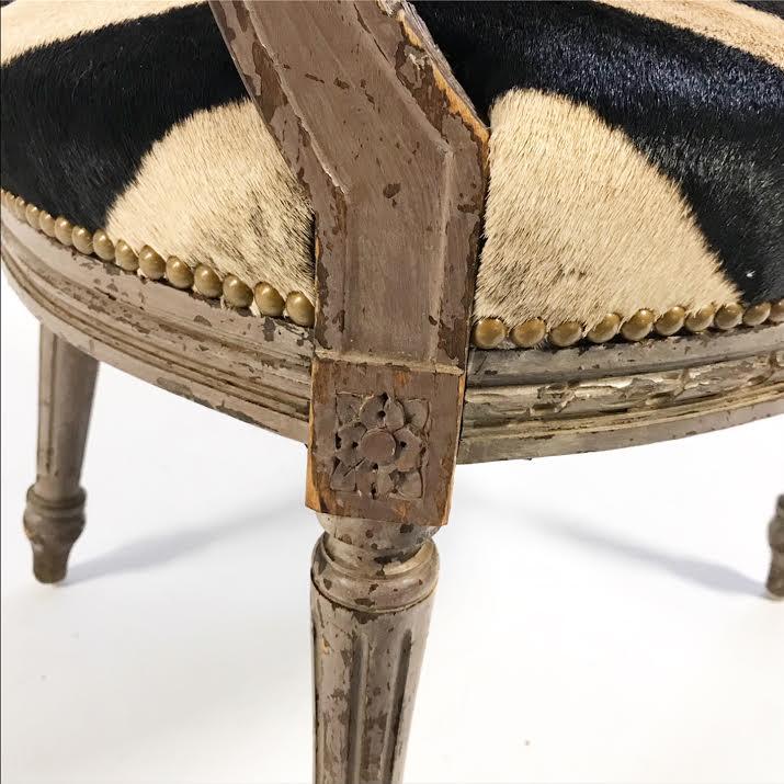Louis XVI Armchair Reupholstered in Zebra Hide