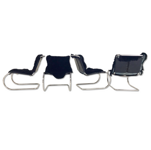 Ludwig Mies Van Der Rohe for Knoll MR Chairs with Brazilian Sheepskins - Set of 4