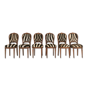 Maison Jansen Louis XVI Style Dining Chairs in Zebra Hide - Set of 6