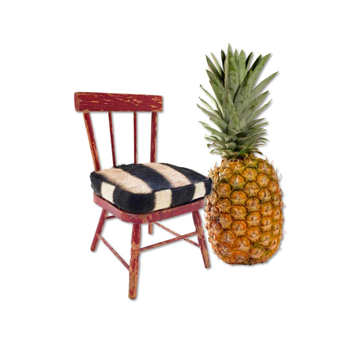 Mini Painted Red Chair with Zebra Hide Cushion