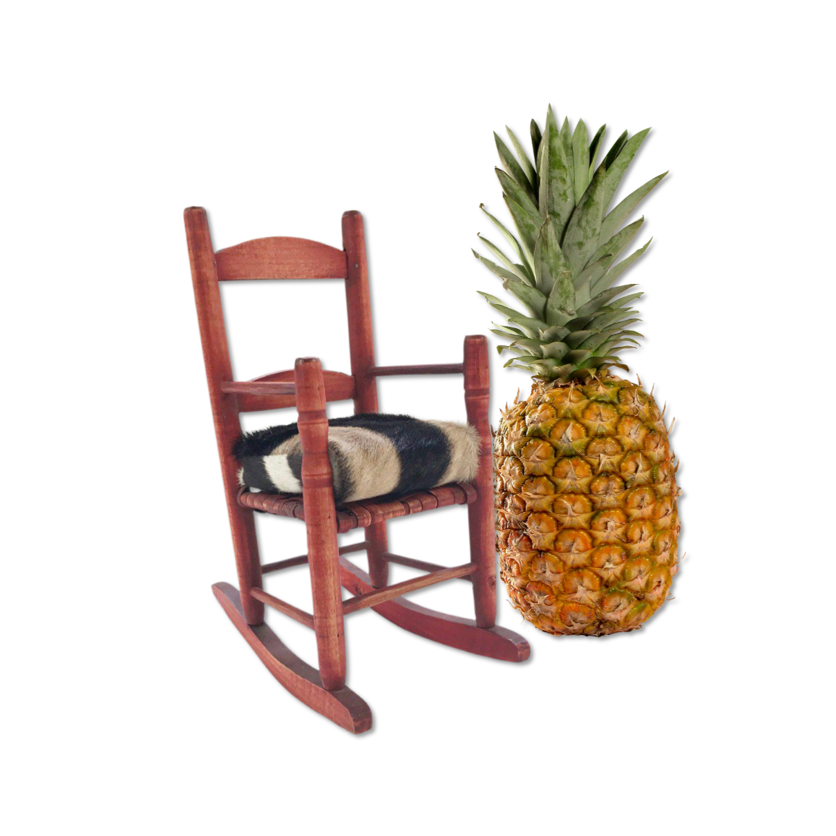Mini Red Rocker with Zebra Hide Cushion