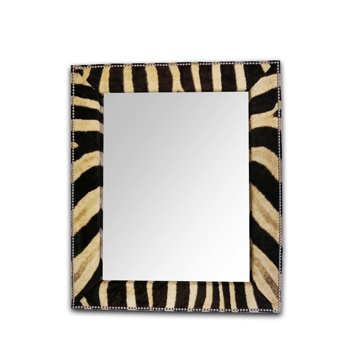 Handcrafted Zebra Hide Mirror 32x38"
