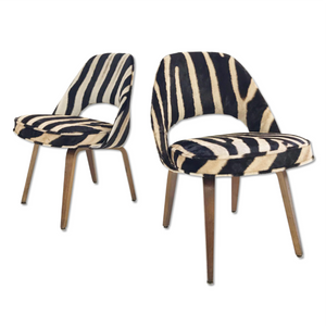 Eero Saarinen Executive Chairs for Knoll with Walnut Legs in Zebra Hide