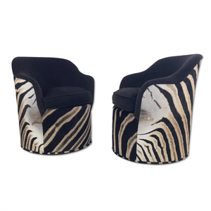 John Saladino for Dunbar Petal Chairs in Loro Piana Alpaca and Virgin Wool and Zebra Hide