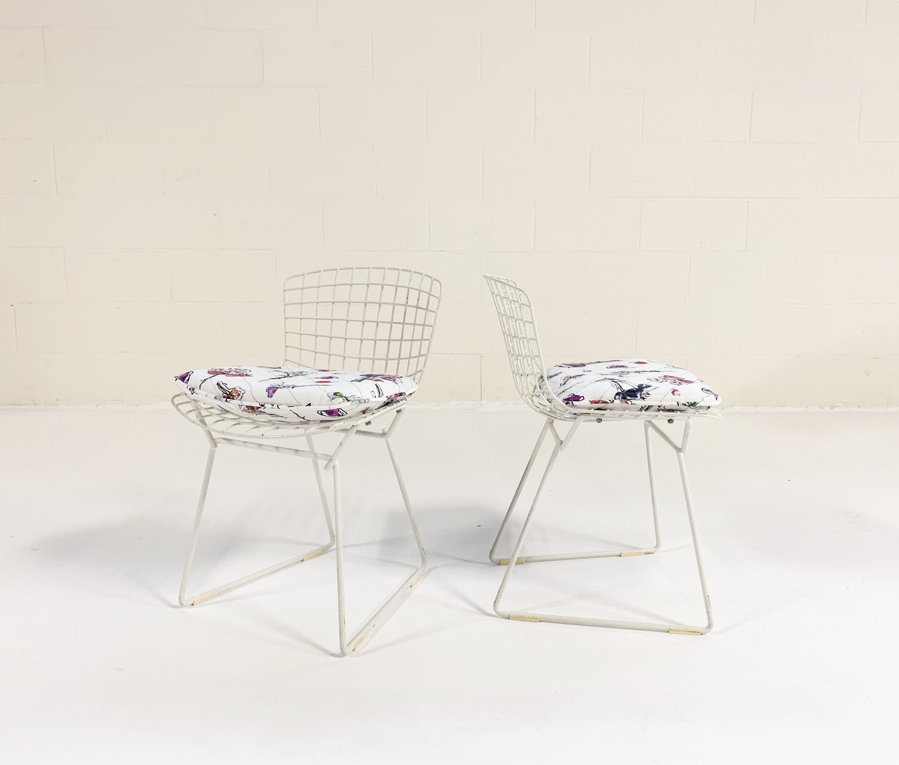 Harry Bertoia for Knoll Child's Chairs with Stevie Howell "Flower Homicide" Cushions