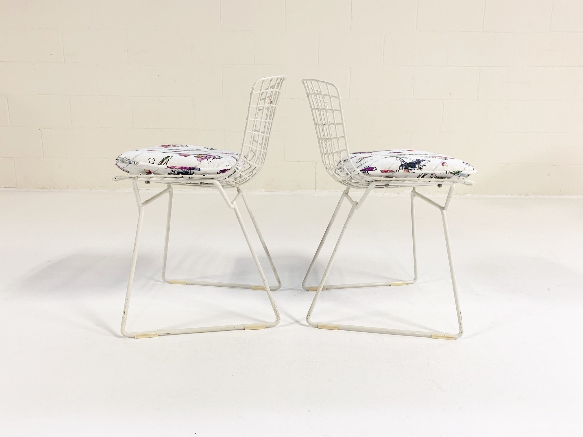 Harry Bertoia for Knoll Child's Chairs with Stevie Howell "Flower Homicide" Cushions