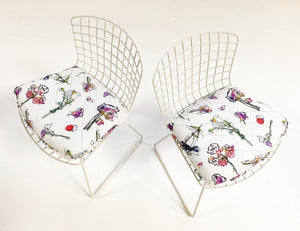 Harry Bertoia for Knoll Child's Chairs with Stevie Howell "Flower Homicide" Cushions