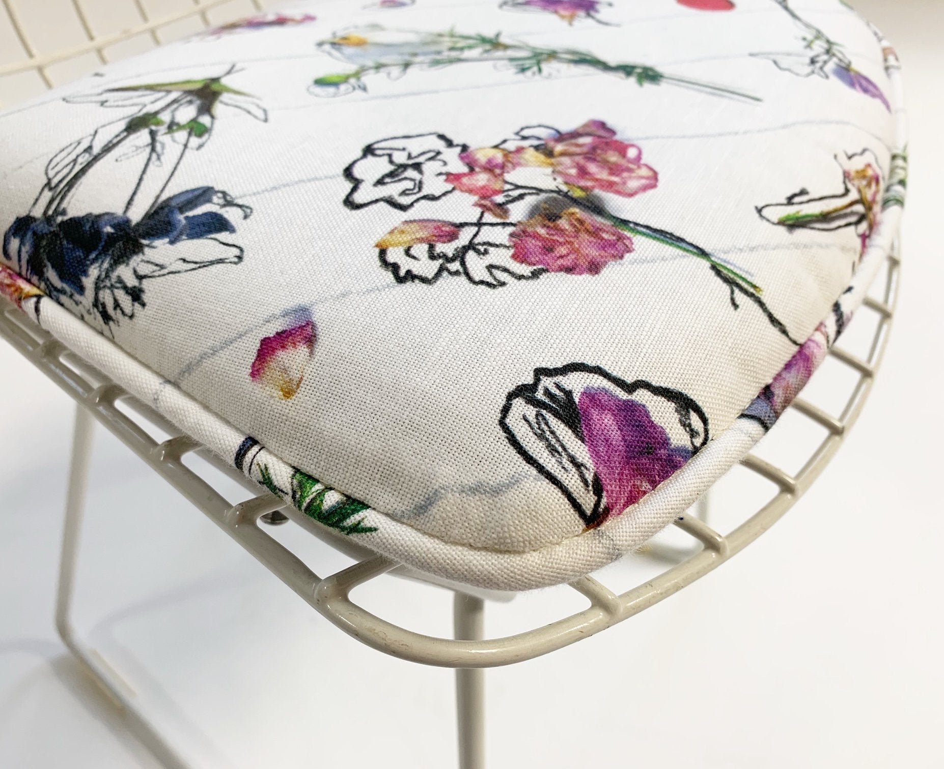 Harry Bertoia for Knoll Child's Chairs with Stevie Howell "Flower Homicide" Cushions