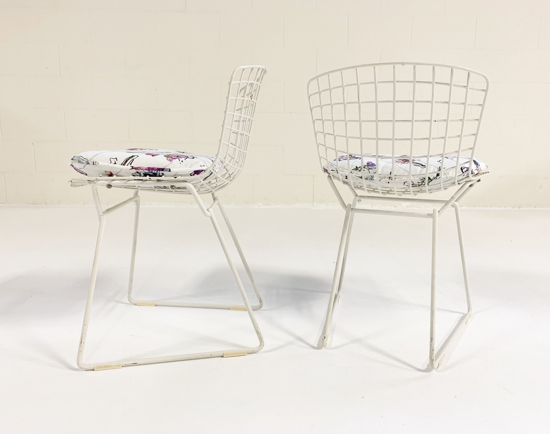 Harry Bertoia for Knoll Child's Chairs with Stevie Howell "Flower Homicide" Cushions