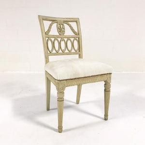 18th Century Swedish Painted Side Chairs in Brazilian Cowhide