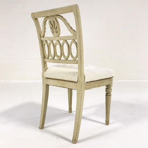 18th Century Swedish Painted Side Chairs Reupholstered in Ivory Brazilian Cowhide - Set of 4