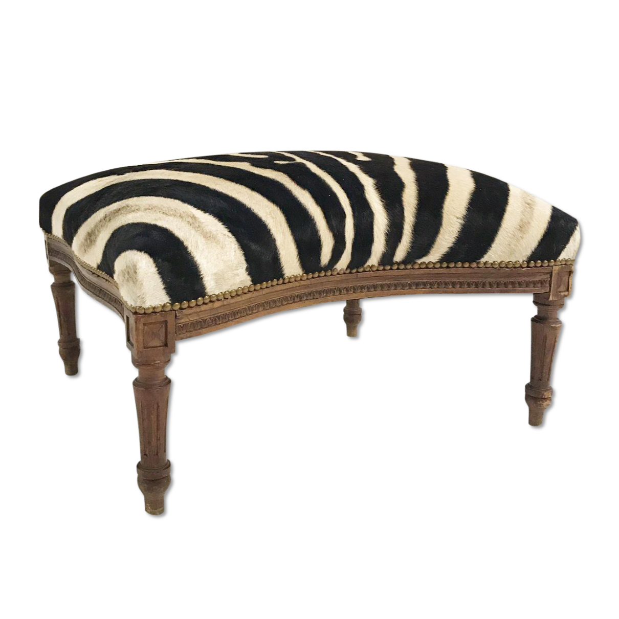 Large Ottoman in Zebra Hide