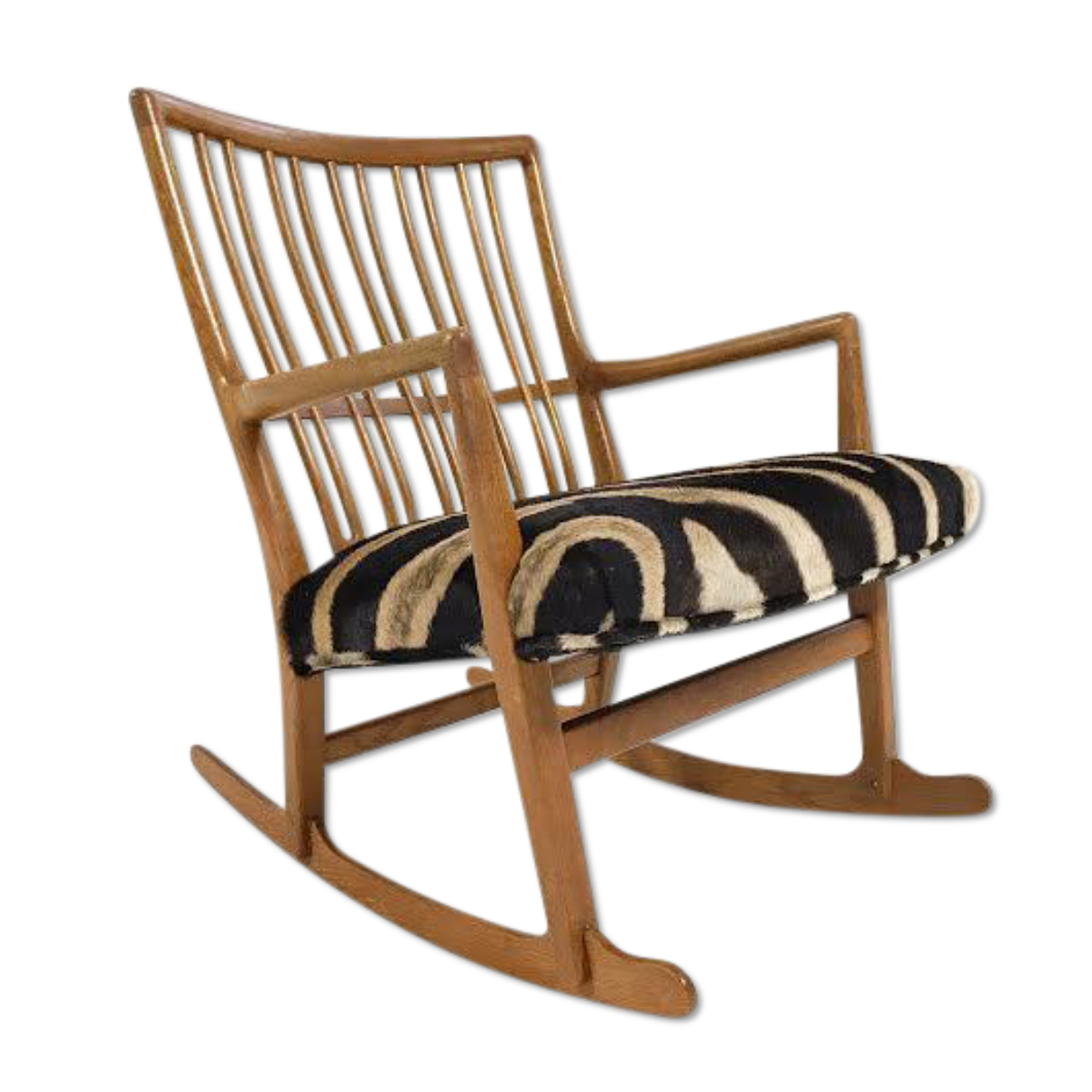 Hans Wegner for Mikael Laursen ML-33 Rocking Chair Reupholstered in Zebra Hide