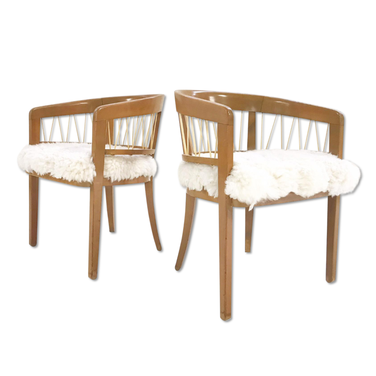 Edward Wormley for Drexel Armchairs in Brazilian Sheepskin
