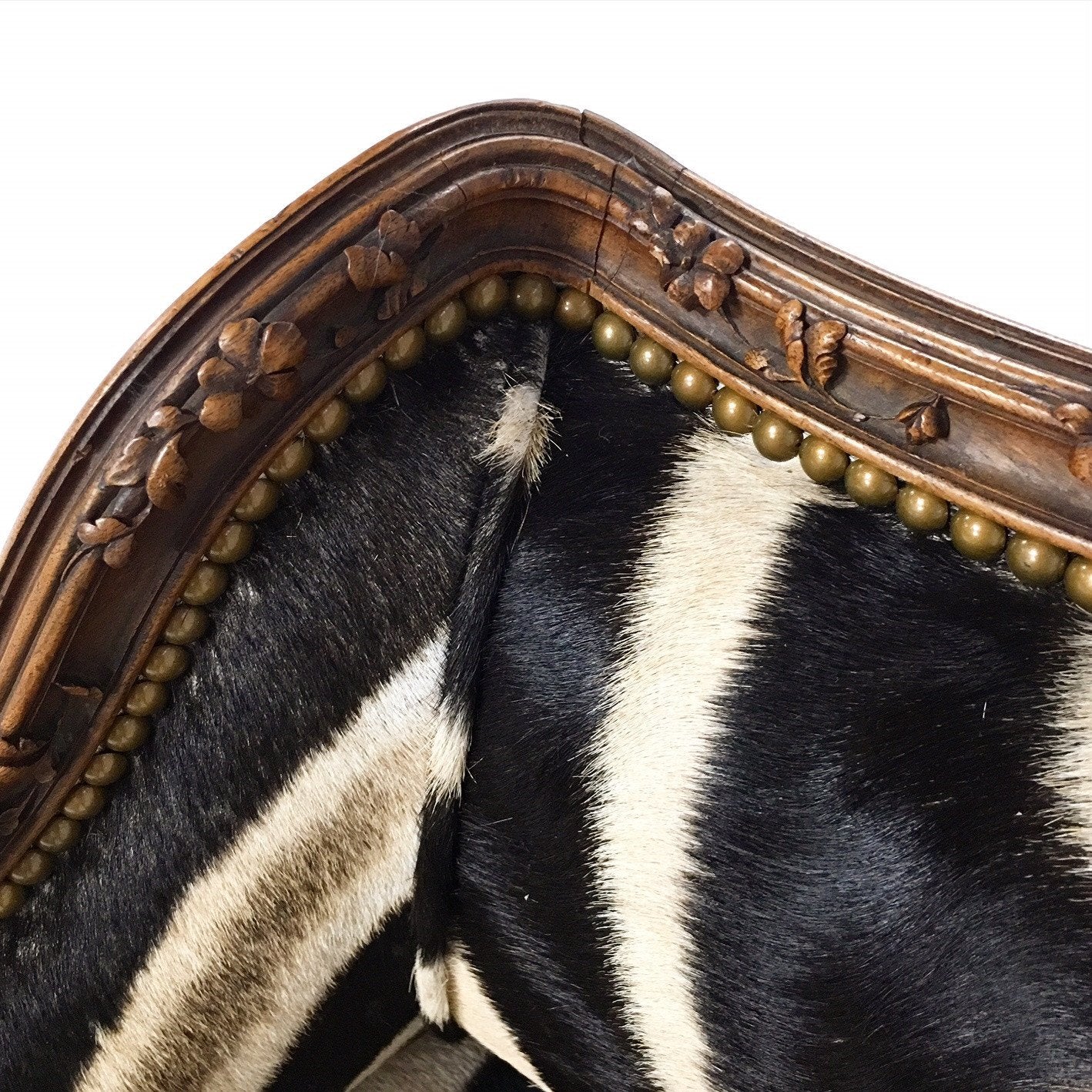 Small Carved Chair in Zebra Hide