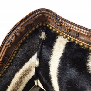 Small Carved Chair in Zebra Hide