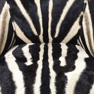 Small Carved Chair in Zebra Hide