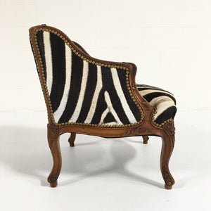 Small Carved Chair in Zebra Hide