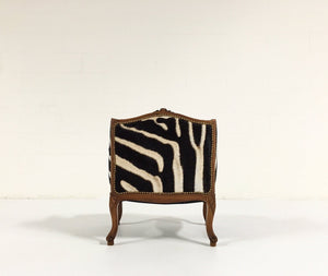 Small Carved Chair in Zebra Hide