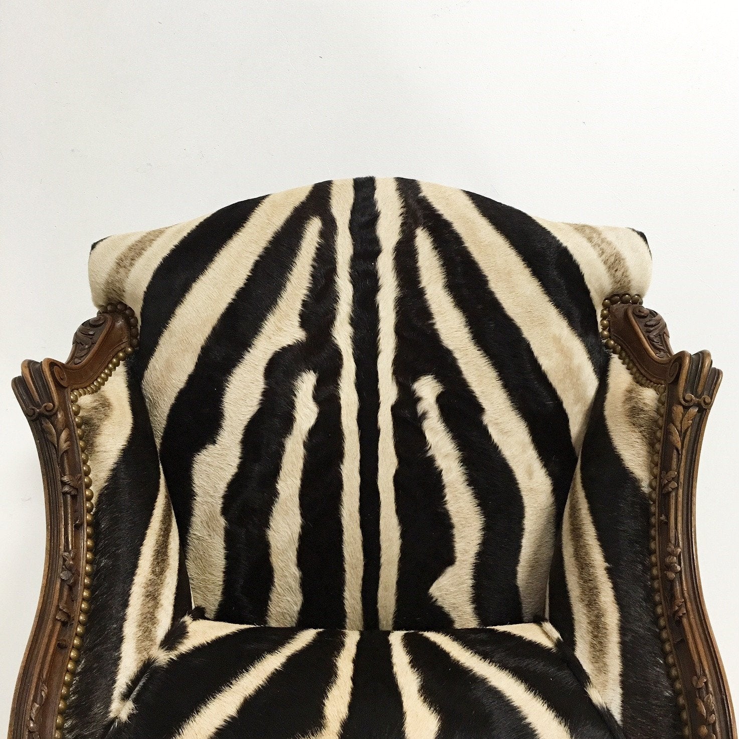 Small Carved Chair in Zebra Hide