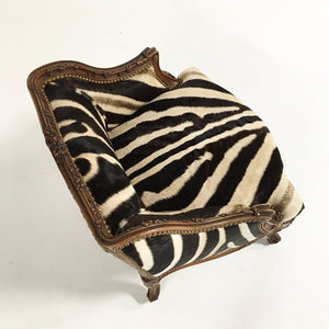 Small Carved Chair in Zebra Hide