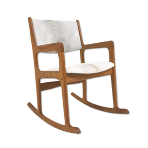 Benny Linden Teak Rocking Chair in Brazilian Calfskin