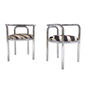 Danish Chrome Tube Chairs in Zebra Hide