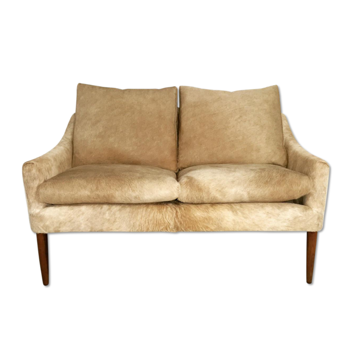 DANISH STYLE LOVESEAT in Brazilian Cowhide