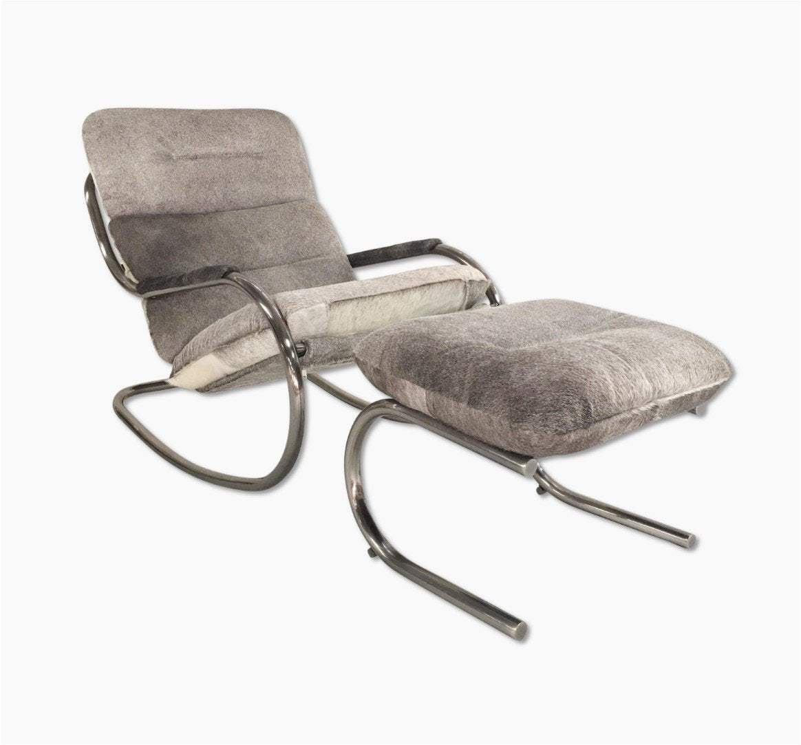 Design Institute of America Rocker Lounge Chair & Ottoman in Brazilian Cowhide