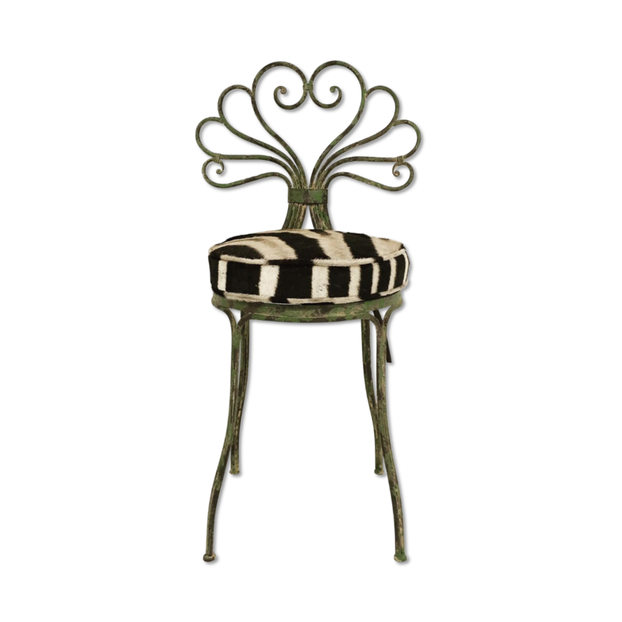 FRENCH STYLE GARDEN CHAIR WITH ZEBRA HIDE CUSHION