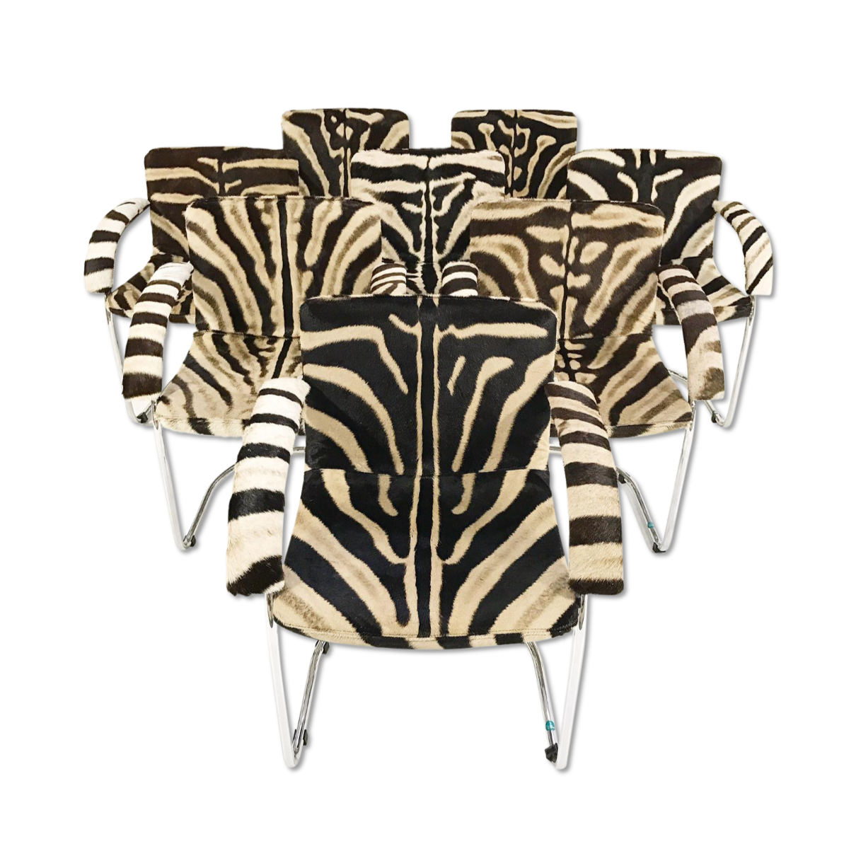 Giovanni Offredi for Saporiti Italia Lens Dining Chairs in Zebra Hide - Set of 8