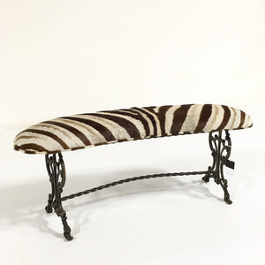 Victorian Iron Bench in Zebra Hide