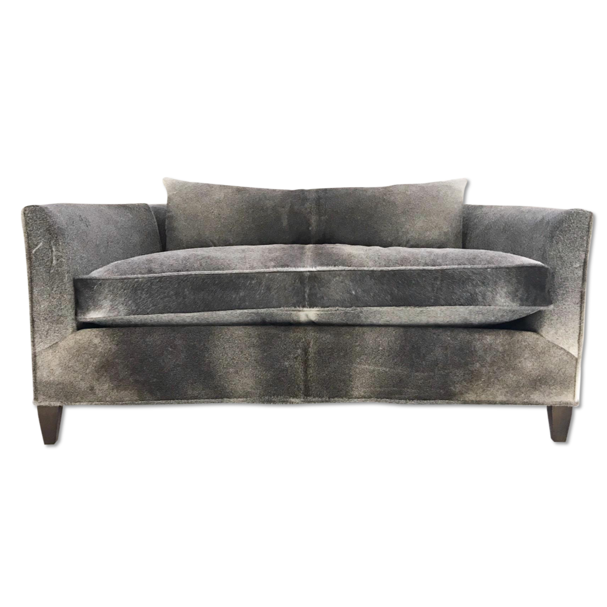 Modern Loveseat Sofa Restored and Reupholstered in Brazilian Cowhide