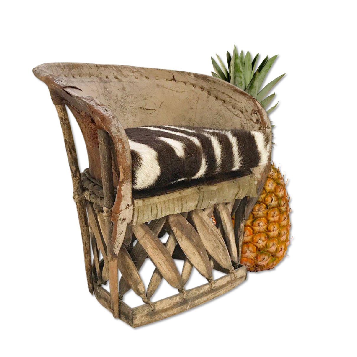 Mini Equipale Chair with Zebra Hide Cushion