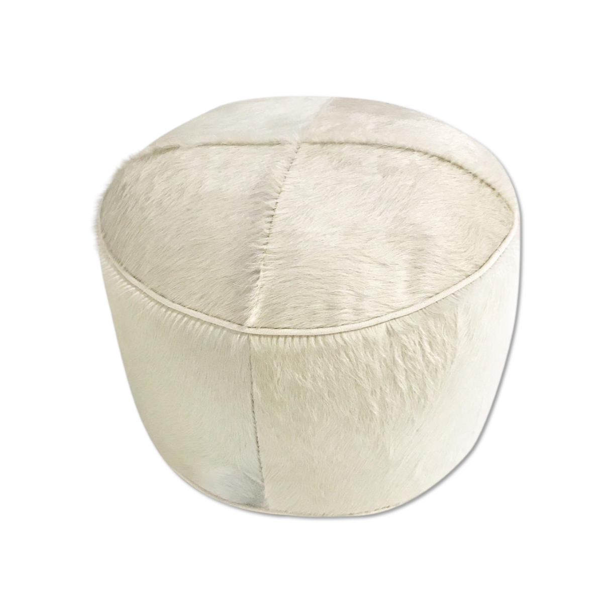 Ivory Cowhide Pouf Ottoman