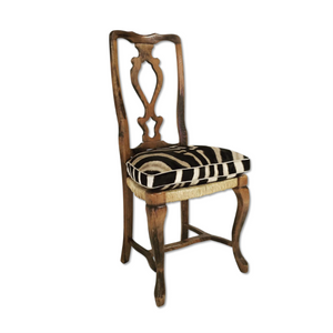 PROVINCIAL SIDE CHAIR with Zebra Hide Cushion