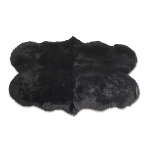 New Zealand Sheepskin Quad Rug - Black