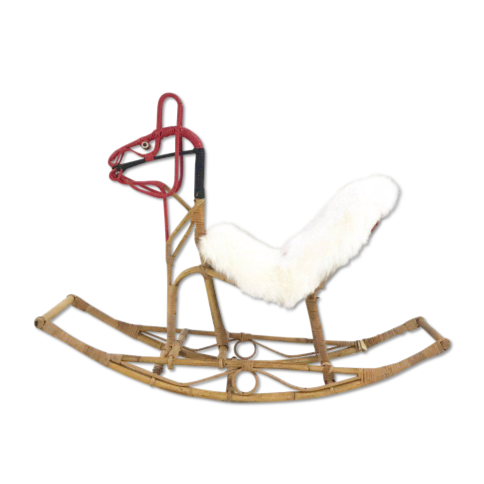 Scandinavian Rocking Horse with Sheepskin Saddle