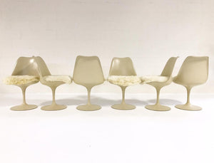 Eero Saarinen Tulip Dining Chairs with Brazilian Sheepskin Cushions - Set of 6