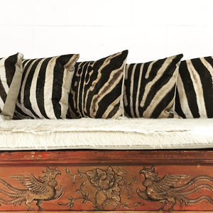 Carved Phoenix Bird Bench with Ivory Cowhide Cushion - No. 11