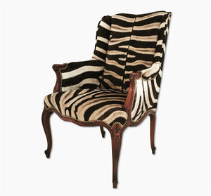 ENGLISH MAHOGANY WINGBACK ARMCHAIR IN Zebra