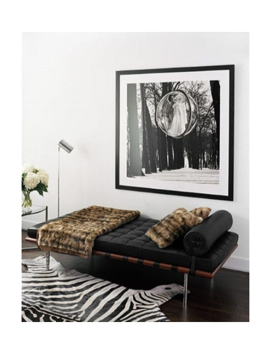 Mies Van Der Rohe Barcelona Daybed Sofa with Zebra Hide Rug